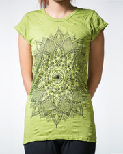 Womens Lotus Mandala T-Shirt in Lime