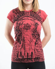 Womens Wild Elephant T-Shirt in Red