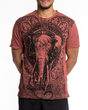 Mens Wild Elephant T-Shirt in Brick