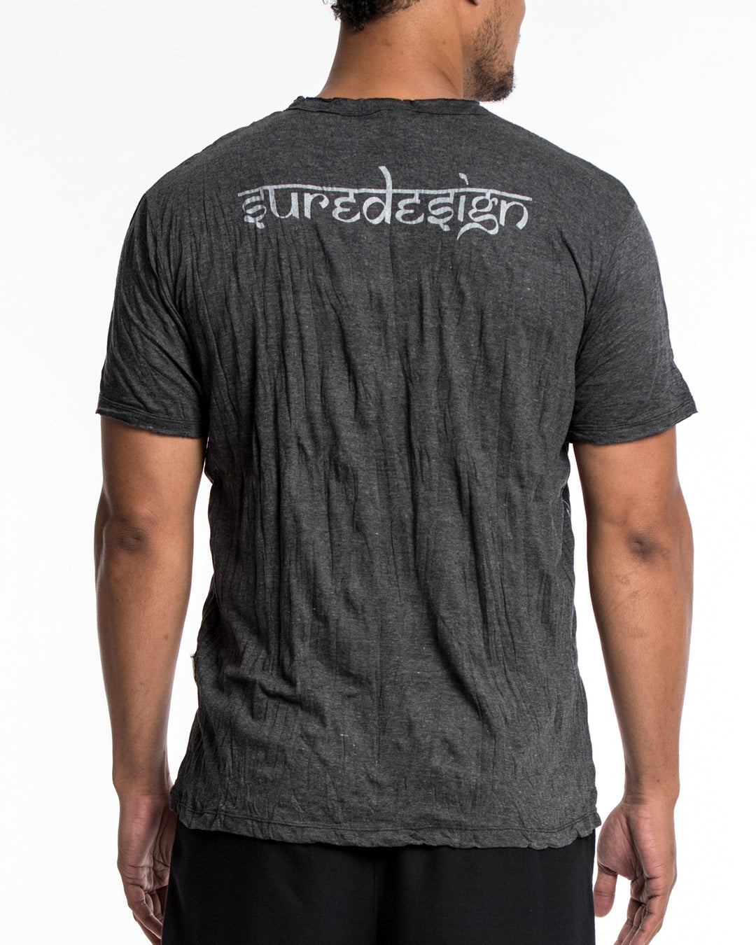 Sure Design Mens Tree of Life T-Shirt in Silver on Black