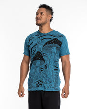 Mens Magic Mushroom T-Shirt in Denim Blue