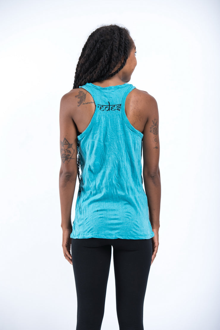 Womens Butterfly Buddha Tank Top in Turquoise
