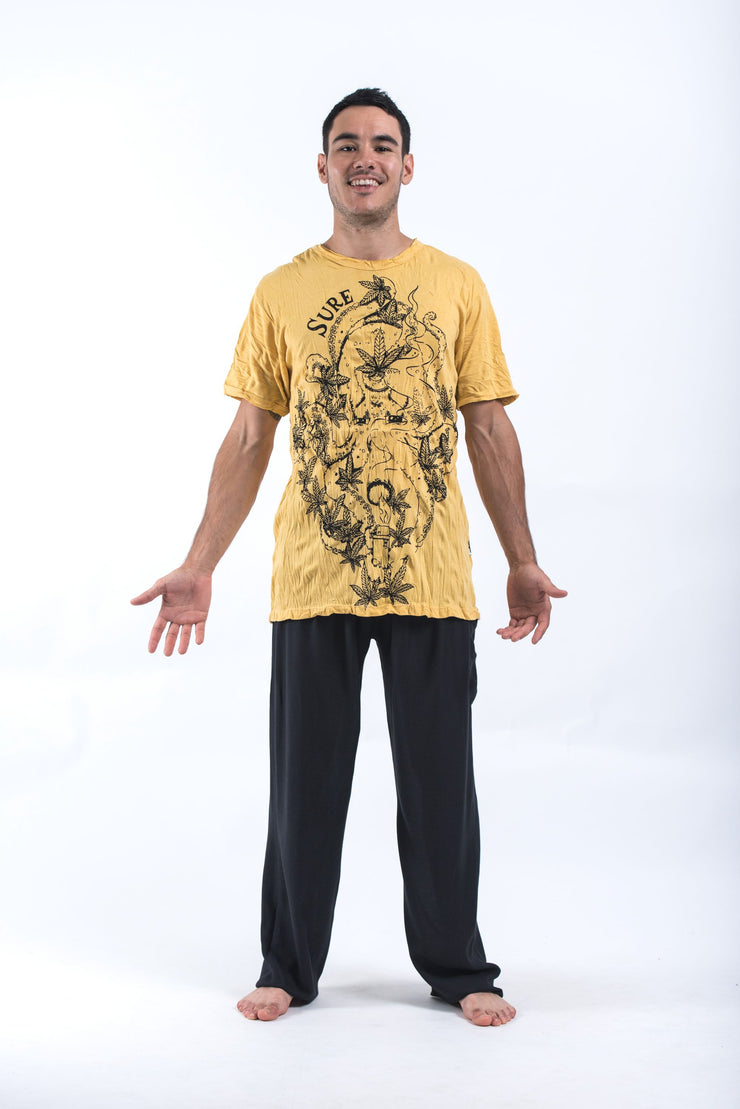 Mens Octopus Weed T-Shirt in Yellow