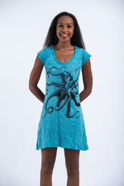 Womens Octopus Dress in  Turquoise