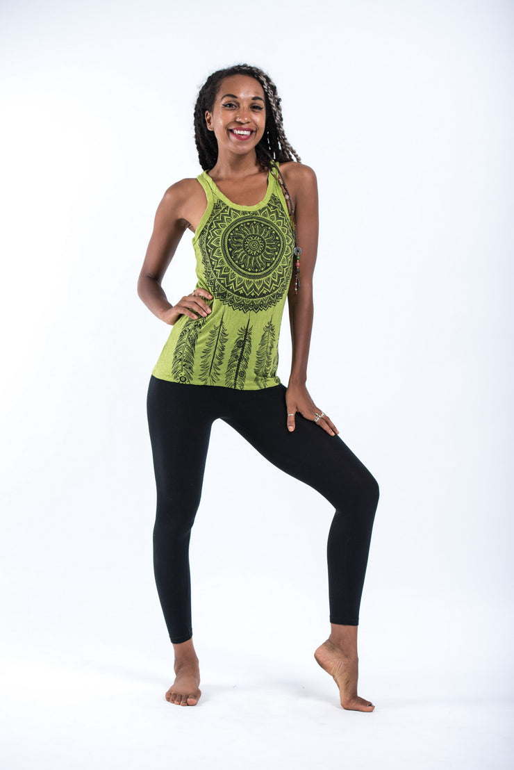Womens Dreamcatcher Tank Top in Lime