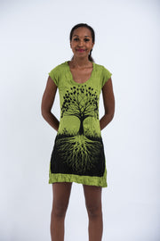 Womens Tree of Life Dress in Lime