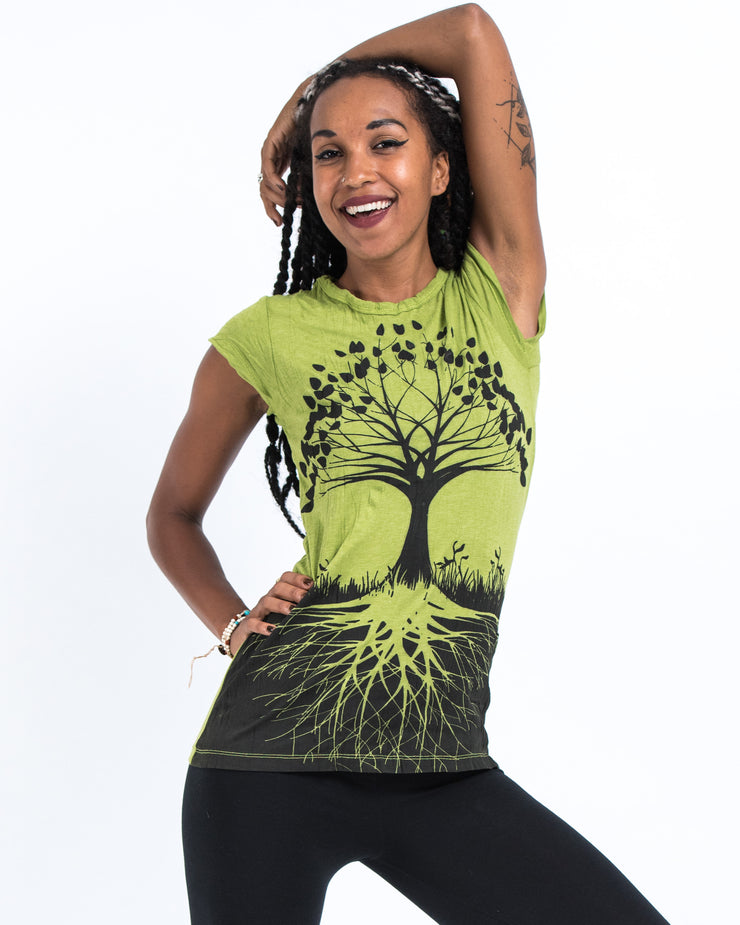 Womens Tree of Life T-Shirt in Lime