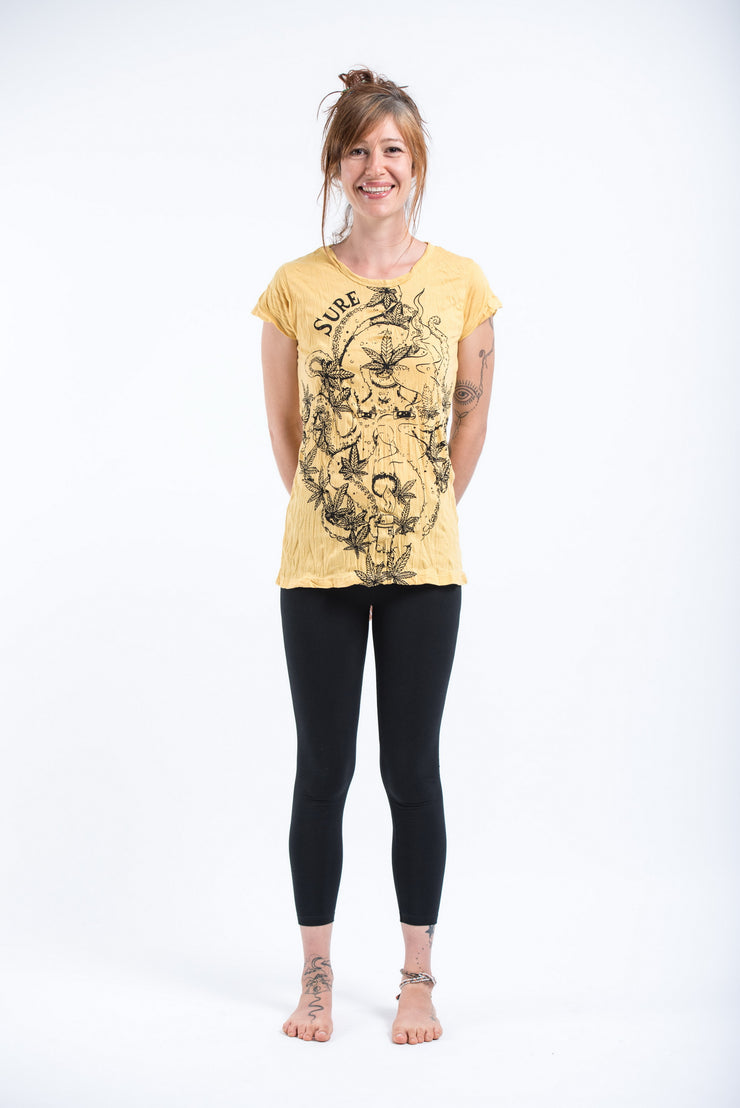 Womens Octopus Weed T-Shirt in Yellow