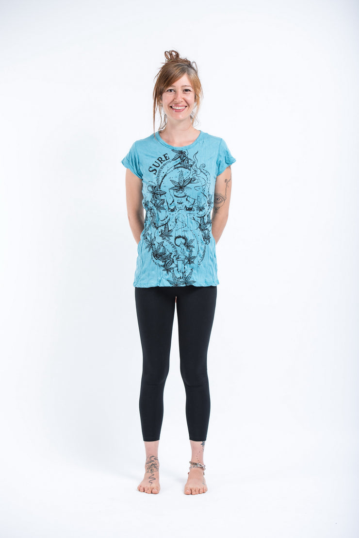 Womens Octopus Weed T-Shirt in Turquoise