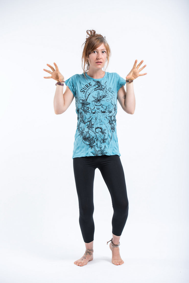 Womens Octopus Weed T-Shirt in Turquoise