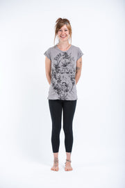 Womens Octopus Weed T-Shirt in Gray