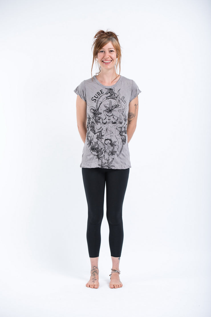 Womens Octopus Weed T-Shirt in Gray