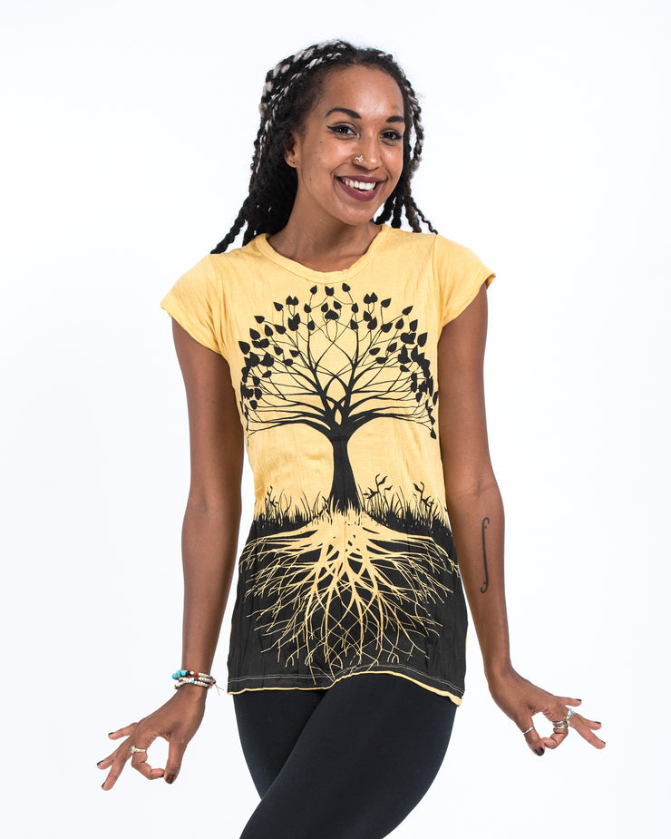 Womens Tree of Life T-Shirt in Yellow