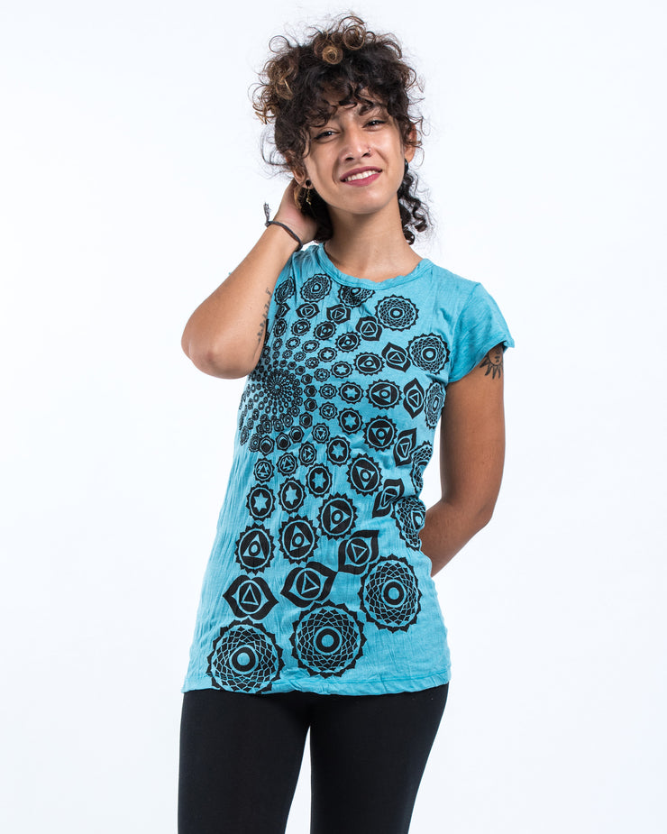 Womens Chakra Fractal T-Shirt in Turquoise