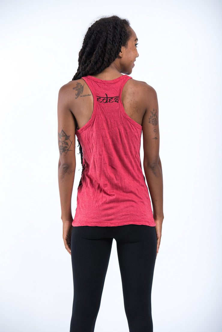 Womens Big Face Ganesh Tank Top in Red