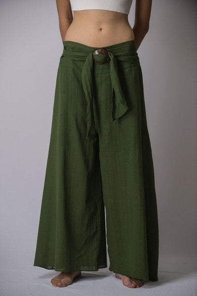 Womens Solid Color Palazzo Pants in Green