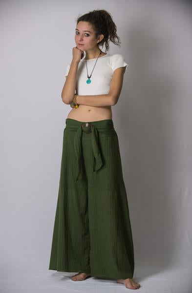 Womens Solid Color Palazzo Pants in Green