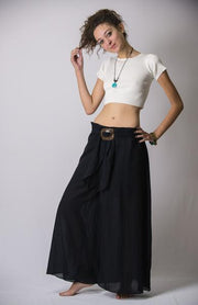 Womens Solid Color Palazzo Pants in Black