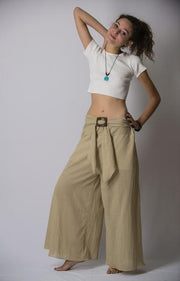 Womens Solid Color Palazzo Pants in Tan