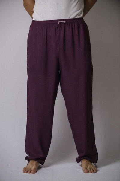 Unisex Solid Color Drawstring Pants in Dark Purple