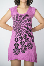Womens Chakra Fractal Dress in Pink