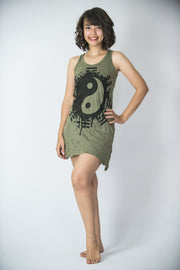 Womens Yin Yang Tank Dress in Green