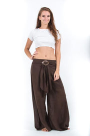 Womens Solid Color Palazzo Pants in Brown