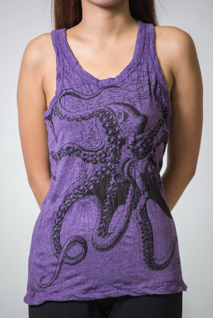 Womens Octopus Tank Top in Purple