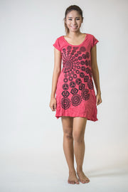 Womens Chakra Fractal Dress in Red