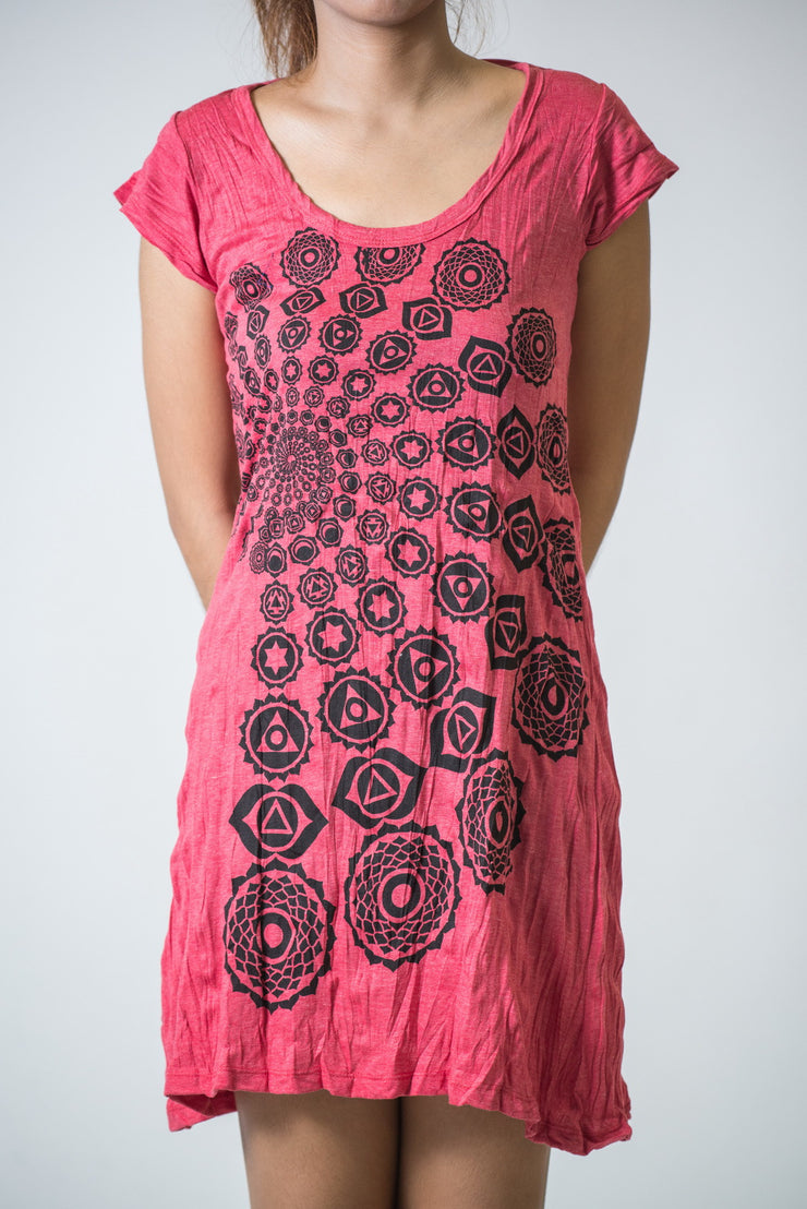 Womens Chakra Fractal Dress in Red