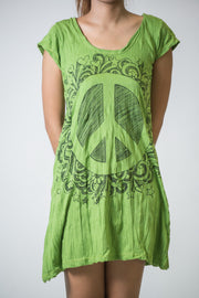 Womens Peace Sign Dress in Lime