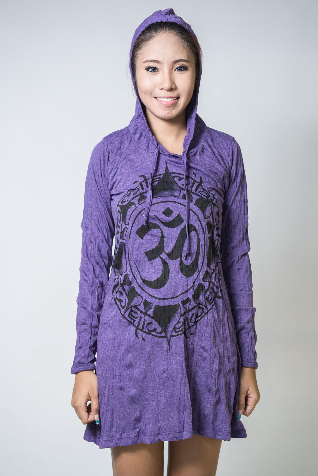 Sure Design Womens Infinitee Om Hoodie Dress in Purple