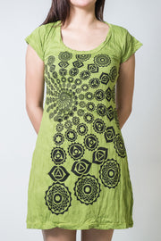Womens Chakra Fractal Dress in Lime