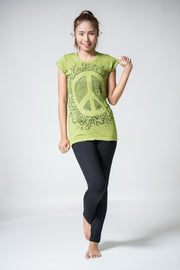 Womens Peace Sign T-Shirt in Lime