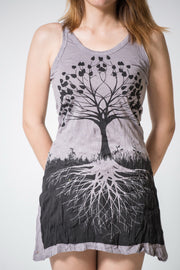 Womens Tree of Life Tank Dress in Gray