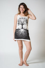 Womens Tree of Life Tank Dress in White