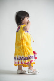 Kids Tie Dye Dress in  Yellow