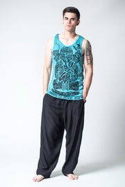Mens Tattoo Ganesh Tank Top in Turquoise