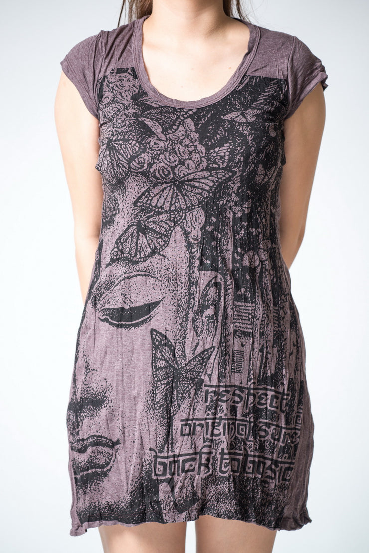 Womens Butterfly Buddha Dress in Brown