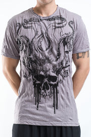 Mens Hell Skull T-Shirt in Gray
