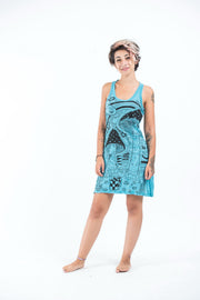 Womens Magic Mushroom Tank Dress in Turquoise