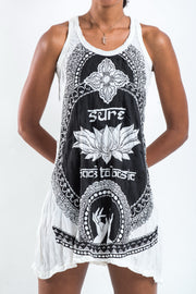 Womens Lotus Hands Tank Dress in White