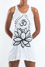 Womens Lotus Om Tank Dress in White