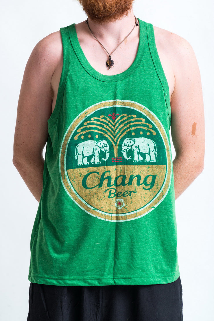 frokost pistol Advarsel Sure Design Vintage Style Chang Beer Tank Top in Green