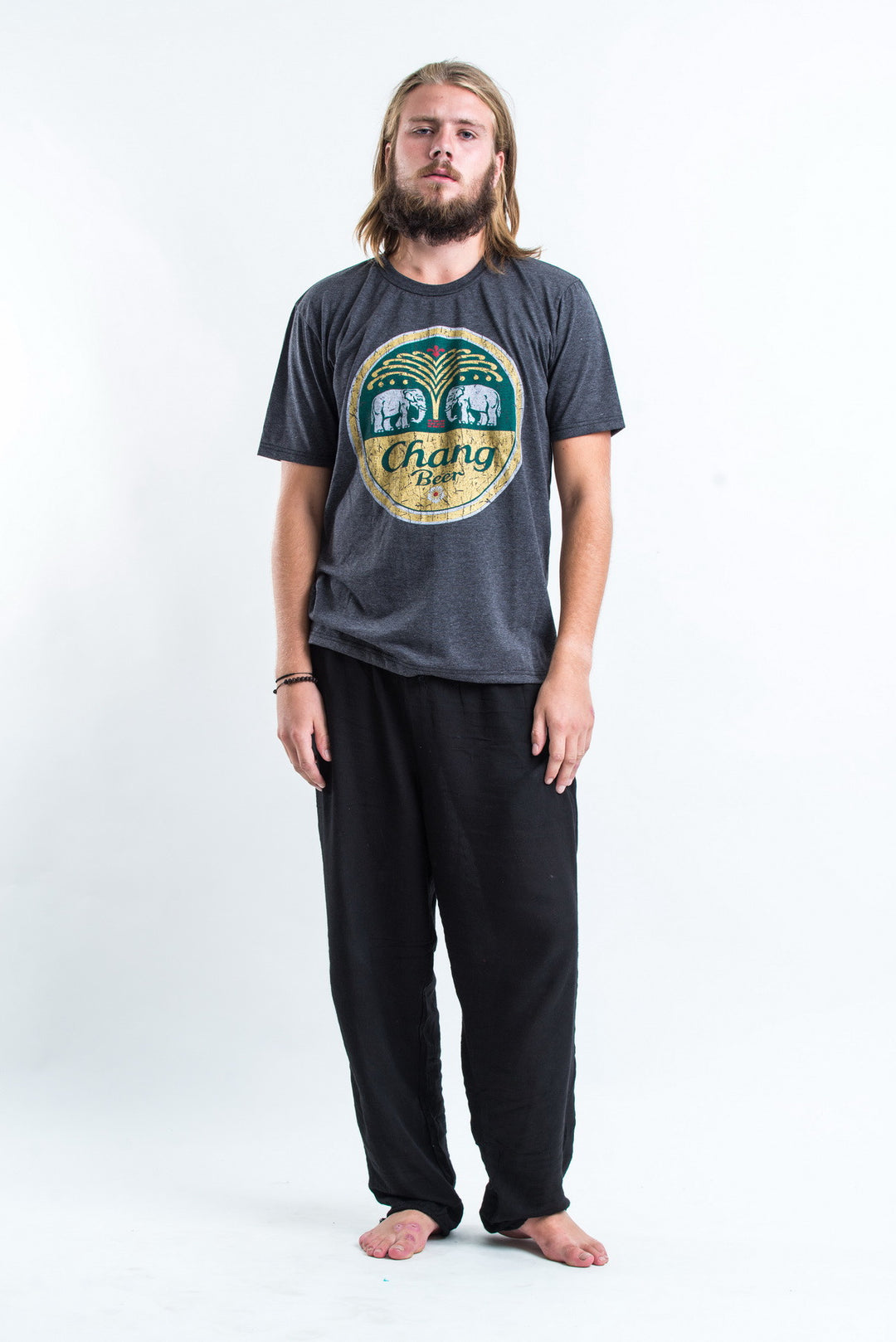 Sure Design Vintage Style Chang Beer T-Shirt in Black, image size:1080x1618