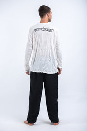 Unisex Muay Thai Flying Knee Long Sleeve T-Shirt in White