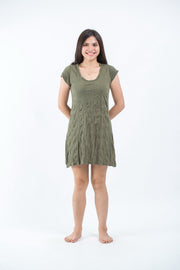 Womens Solid Color Dress in Green
