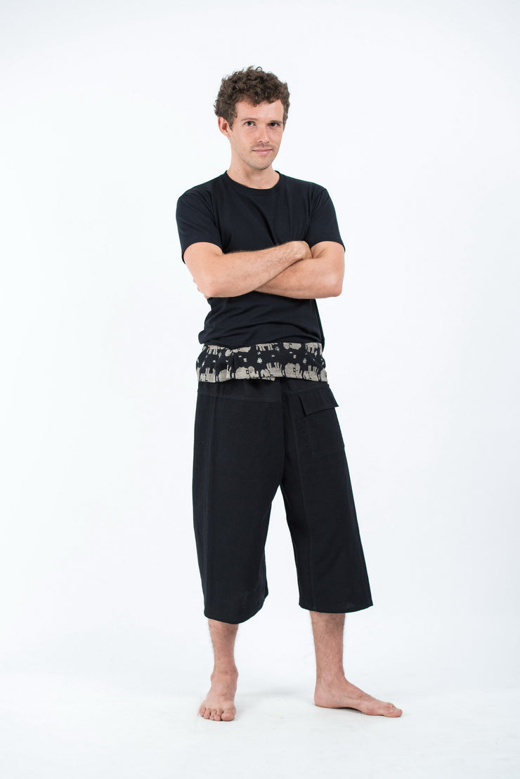 Unisex Cropped Thai Fisherman Pants in Black