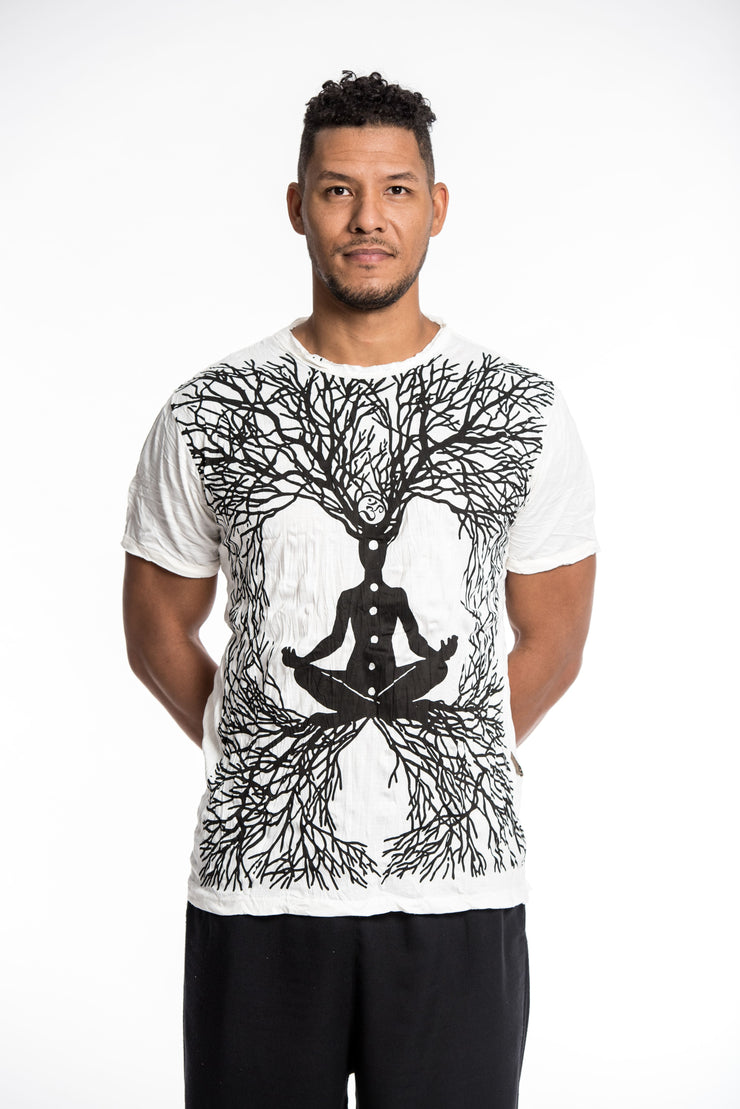 Mens Om Meditation Tree T-Shirt in White