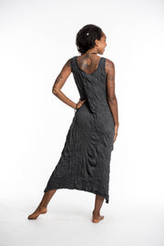 Womens Solid Color Long Tank Dress in Black